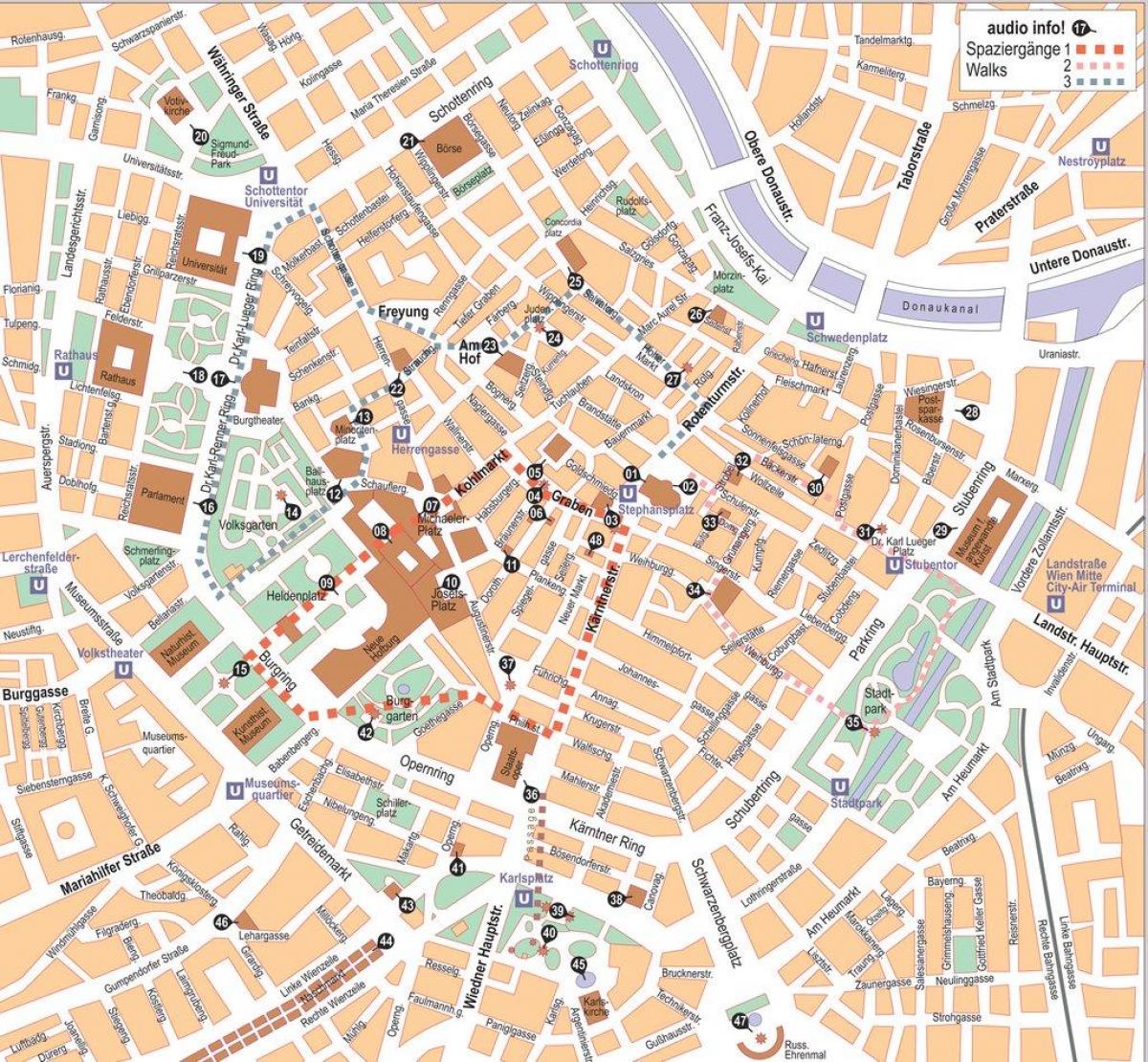 Вена Австрия город-центр на карте