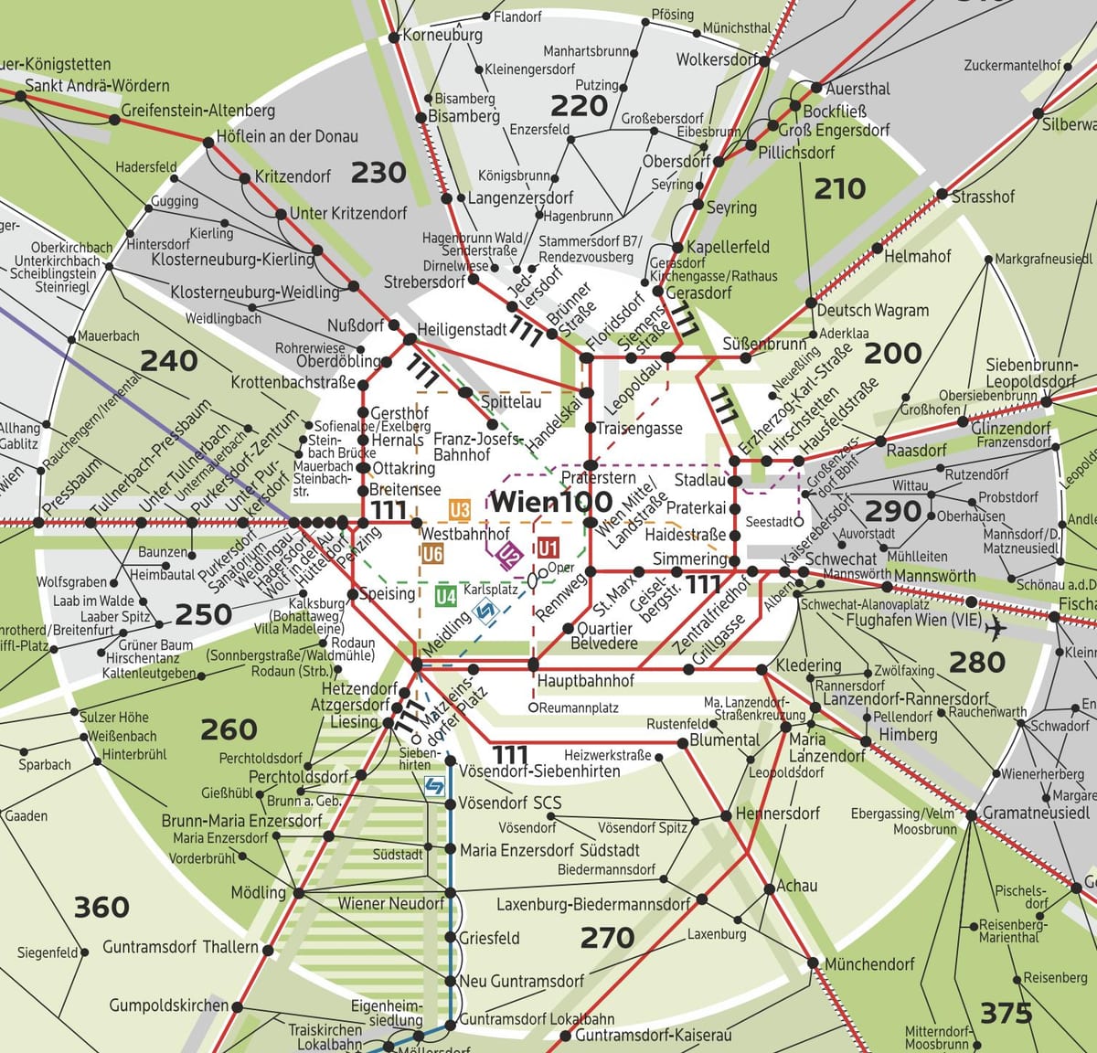 Вене в зоне 100 карте