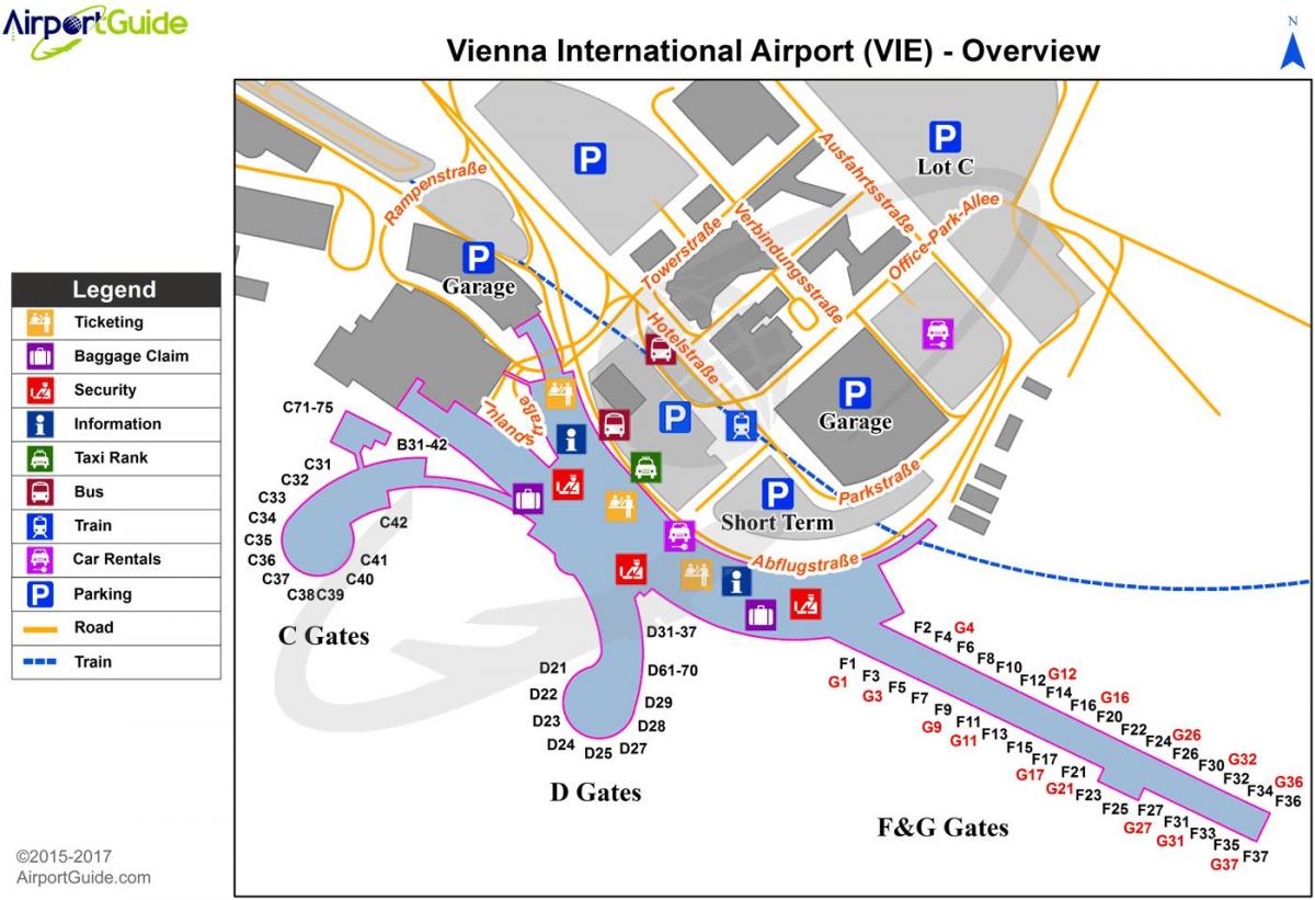 Карта Вены аэропорту назначения 