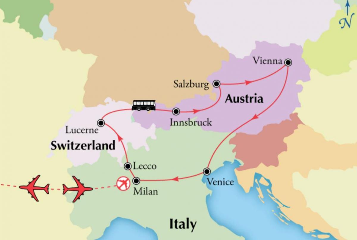 Карта Вены Швейцарии.