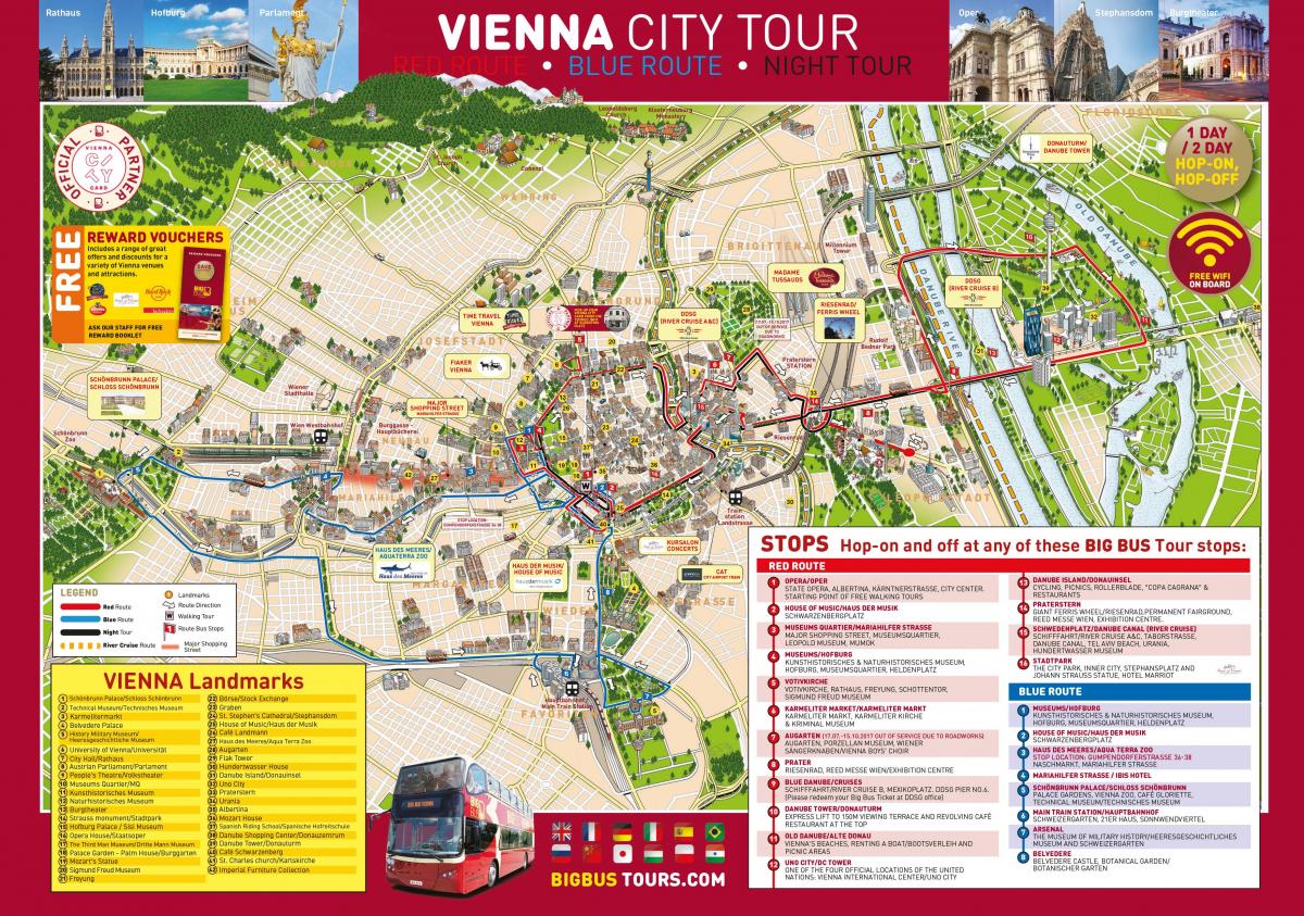 Вена большой автобусный тур на карте