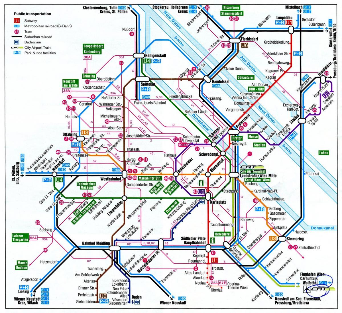 Карта Вены Австрия поезд