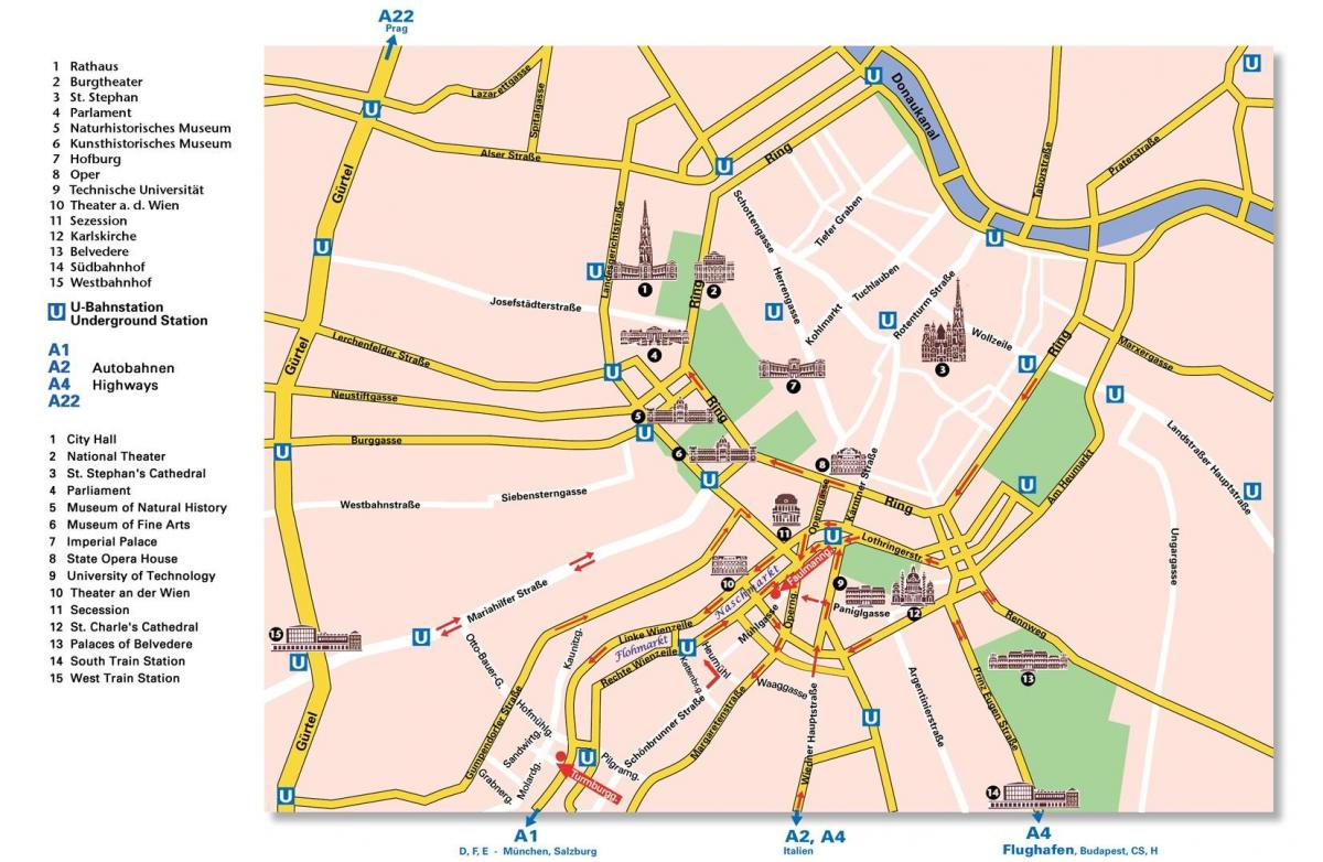 Карта Вены кольцевой дороги 